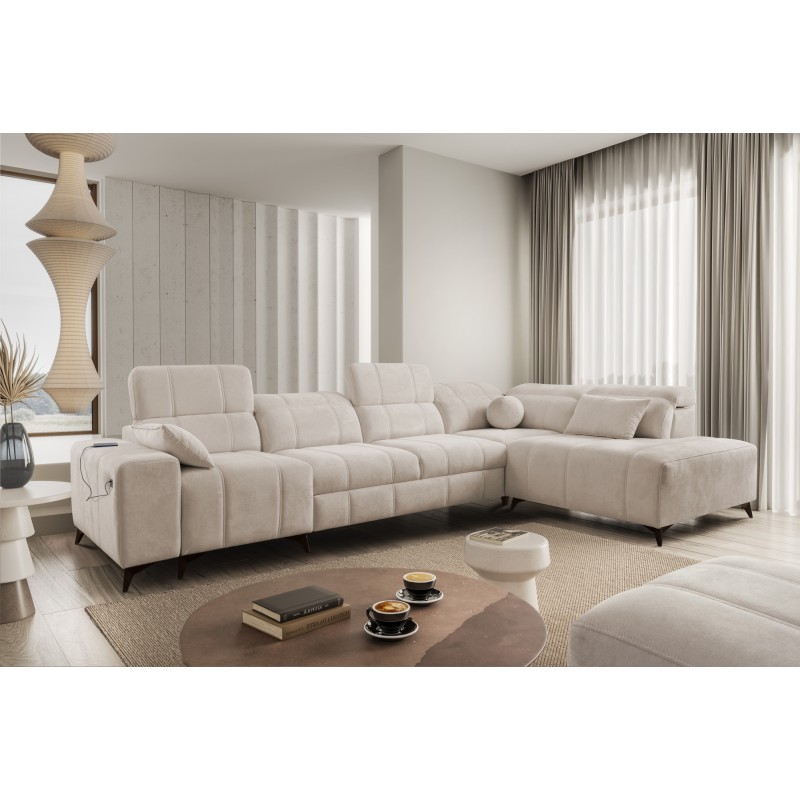 Ballagio XI corner sofa with a sleeping function in Plecionka fabric, Spring 1108 – comfort and style in one