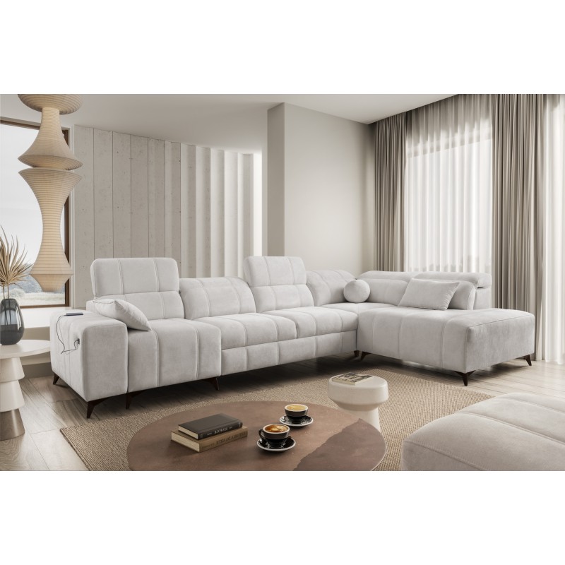 Ballagio XI corner sofa with a sleeping function in Plecionka fabric, Spring 1104 – comfort and style in one