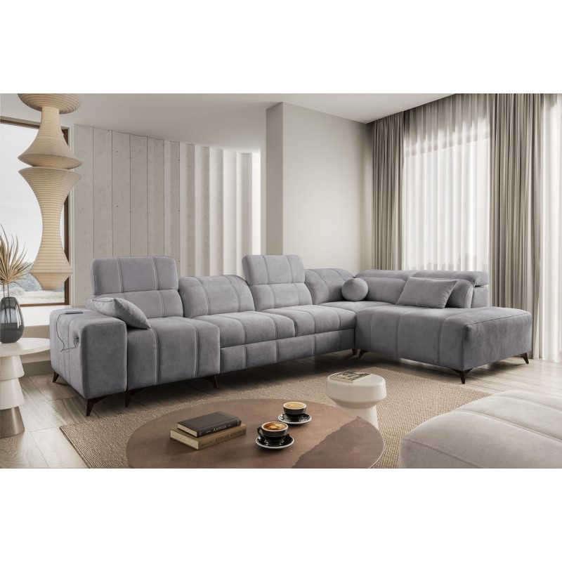 Ballagio XI corner sofa with a sleeping function in Plecionka fabric, Spring 1102 – comfort and style in one