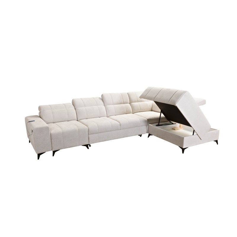 Ballagio XI corner sofa with a sleeping function in Plecionka fabric, Spring 1102 – comfort and style in one