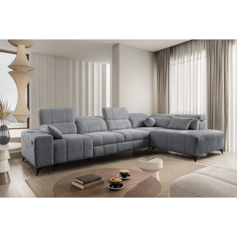 Ballagio XI corner sofa with a sleeping function in Plecionka fabric, Spring 1101 – comfort and style in one