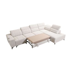 Ballagio XI corner sofa with a sleeping function in Plecionka fabric, Spring 1101 – comfort and style in one