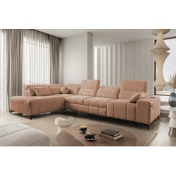 Sofá esquinero Ballagio XI con función de cama en tela Plecionka, Spring 1112: comodidad y estilo en uno.