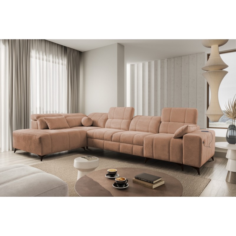 Ballagio XI corner sofa with a sleeping function in Plecionka fabric, Spring 1112 – comfort and style in one