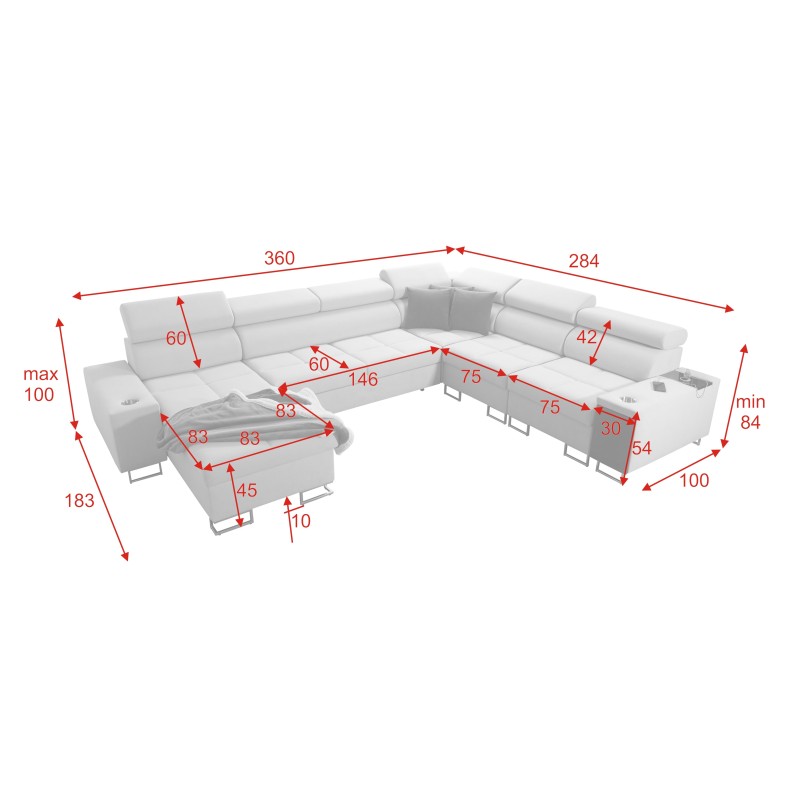 Кутовий диван Orbix VIII з функцією сну - твоє місце для релаксу та відпочинку.