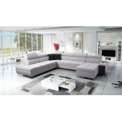 U-förmiges Sofa Orbix X mit Schlaffunktion und USB-Anschluss | Geflecht, Sawana 84 | Wohnzimmermöbel