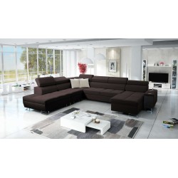 U-förmiges Ecksofa Orbix X mit Schlaffunktion und USB-Anschluss | Gewebe, Sawana 26 | Wohnzimmermöbel