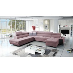 Sofá esquinero en forma de U Orbix X con función de cama y puerto USB | Tejido, Sawana 61 | Muebles para sala de estar