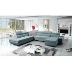 U-förmiges Ecksofa Orbix X mit Schlaffunktion und USB-Anschluss | Geflecht, Sawana 72 | Wohnzimmermöbel