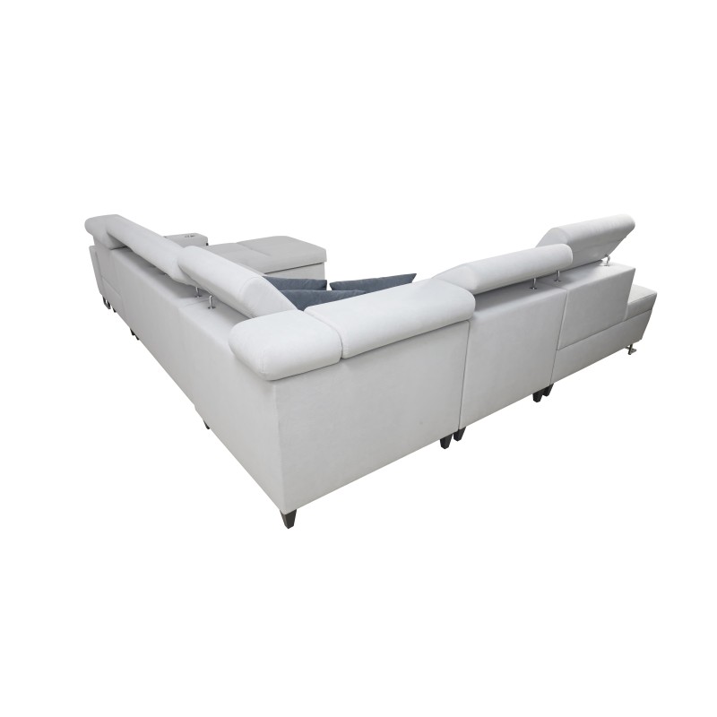 U-förmiges Ecksofa Orbix X mit Schlaffunktion und USB-Anschluss | Samt, Ultario Velvet 2979 | Wohnzimmermöbel
