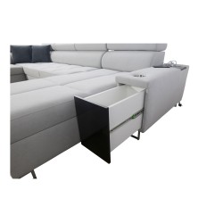 Sofá en forma de U Orbix X con función para dormir y puerto USB | Terciopelo, Ultario Velvet 2960 | Muebles de Salón