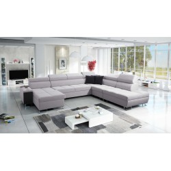 U-förmiges Sofa Orbix X mit Schlaffunktion und USB-Anschluss | Geflecht, Sawana 84 | Wohnzimmermöbel