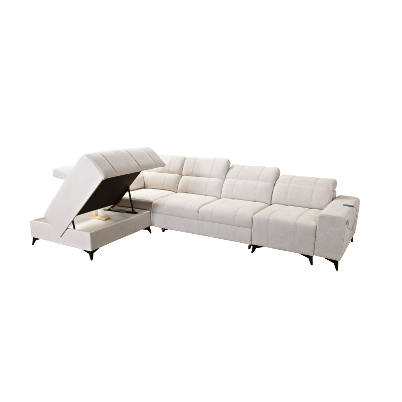 Ballagio XI corner sofa with a sleeping function in Plecionka fabric, Spring 1108 – comfort and style in one