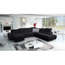 Sofá esquinero en forma de U Orbix X con función de cama y puerto USB | Tejido, Sawana 14 | Muebles de sala