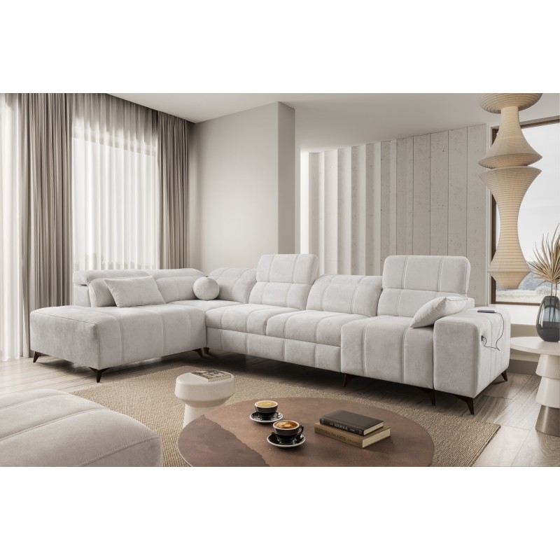 Ballagio XI corner sofa with a sleeping function in Plecionka fabric, Spring 1104 – comfort and style in one