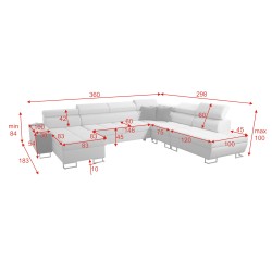 U-förmiges Ecksofa Orbix X mit Schlaffunktion und USB-Anschluss | Geflecht, Sawana 96 | Wohnzimmermöbel