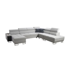 U-förmiges Ecksofa Orbix X mit Schlaffunktion und USB-Anschluss | Geflecht, Sawana 96 | Wohnzimmermöbel