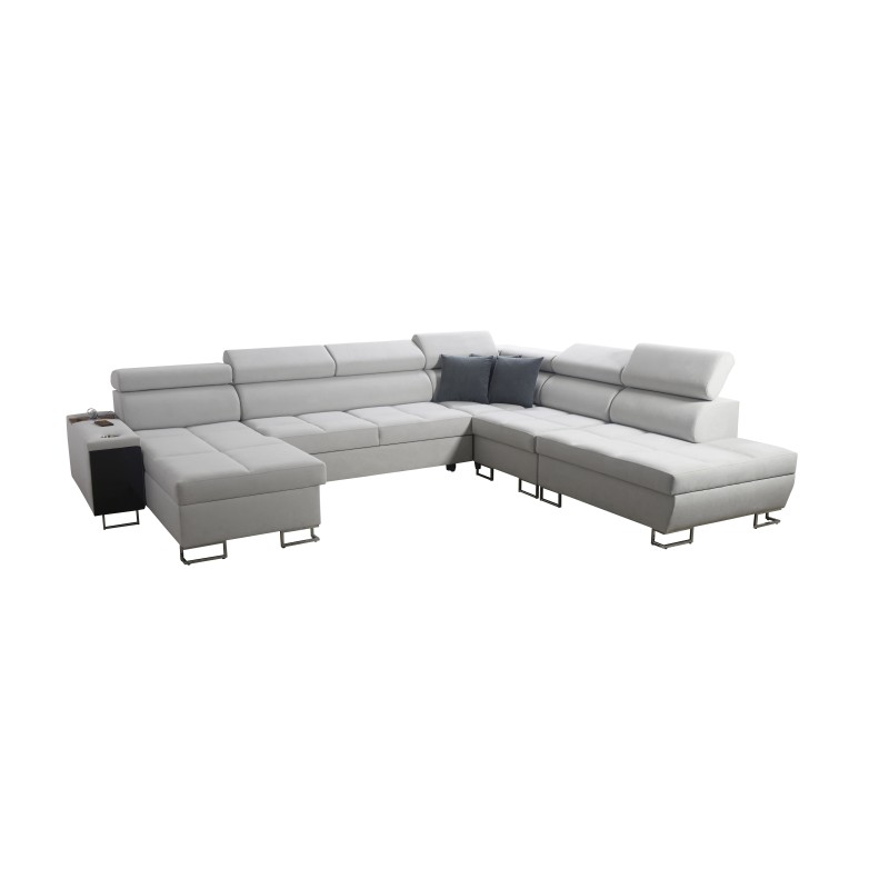 U-förmiges Ecksofa Orbix X mit Schlaffunktion und USB-Anschluss | Geflecht, Sawana 96 | Wohnzimmermöbel