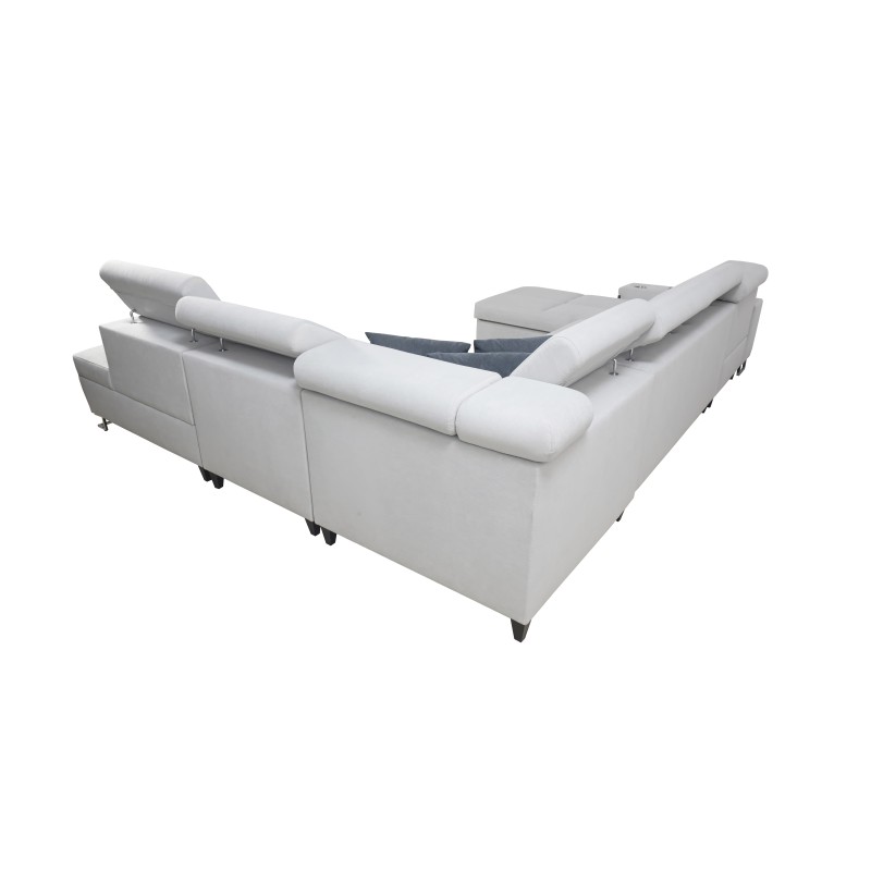U-förmiges Ecksofa Orbix X mit Schlaffunktion und USB-Anschluss | Geflecht, Sawana 96 | Wohnzimmermöbel