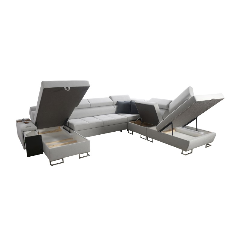 Sofá esquinero en forma de U Orbix X con función para dormir y puerto USB | Terciopelo, Ultario Velvet 2979 | Muebles de sala