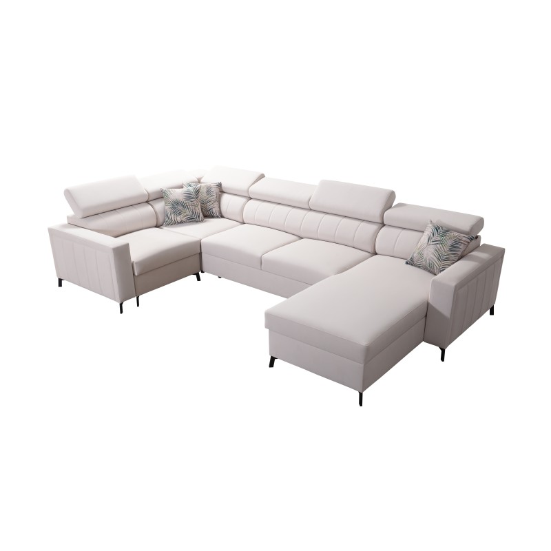 Sofá esquinero en forma de U Arco V Mini con función de cama, ajustable.