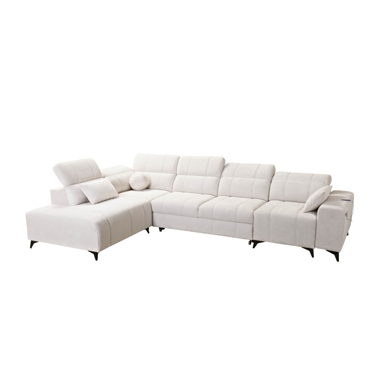 Ballagio XI corner sofa with a sleeping function in Plecionka fabric, Spring 1101 – comfort and style in one