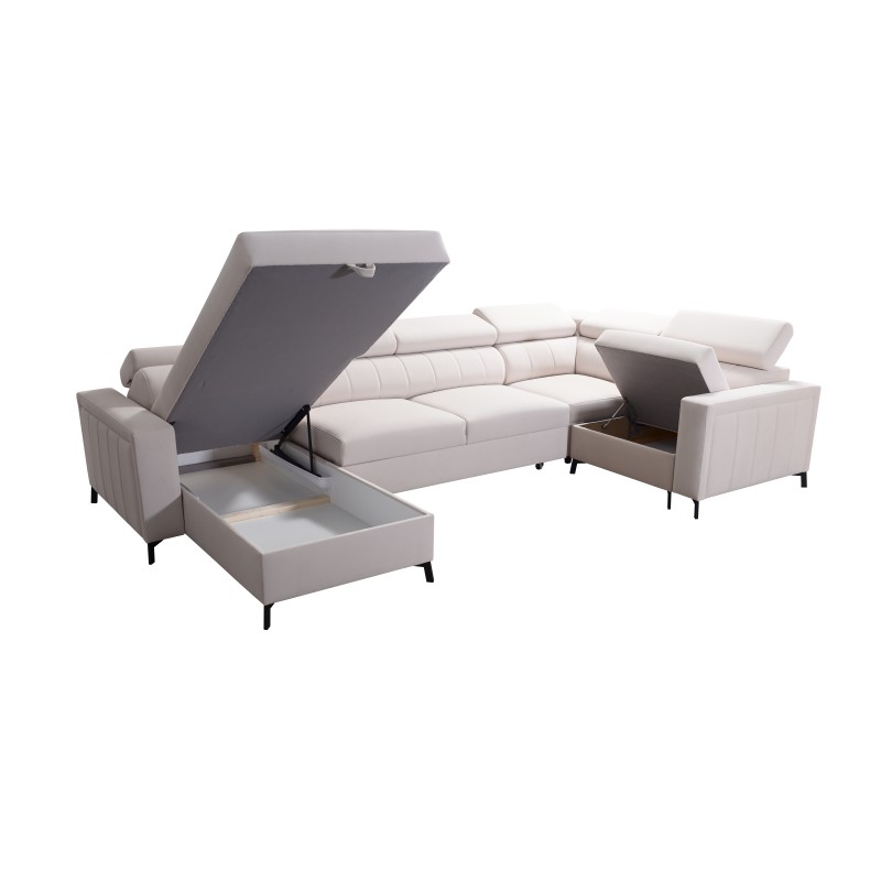 Sofá esquinero en forma de U Arco V Mini con función de cama, ajustable.
