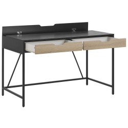 Biurko z szufladami 120 x 60 cm czarne z jasnym drewnem JENA