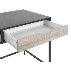 Biurko z szufladami 120 x 60 cm czarne z jasnym drewnem JENA