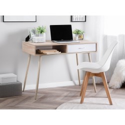 Biurko z szufladą i półką 100 x 48 cm jasne drewno DEORA