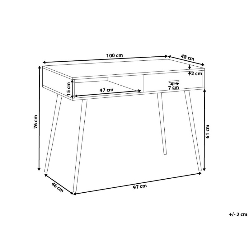 Biurko z szufladą i półką 100 x 48 cm jasne drewno DEORA