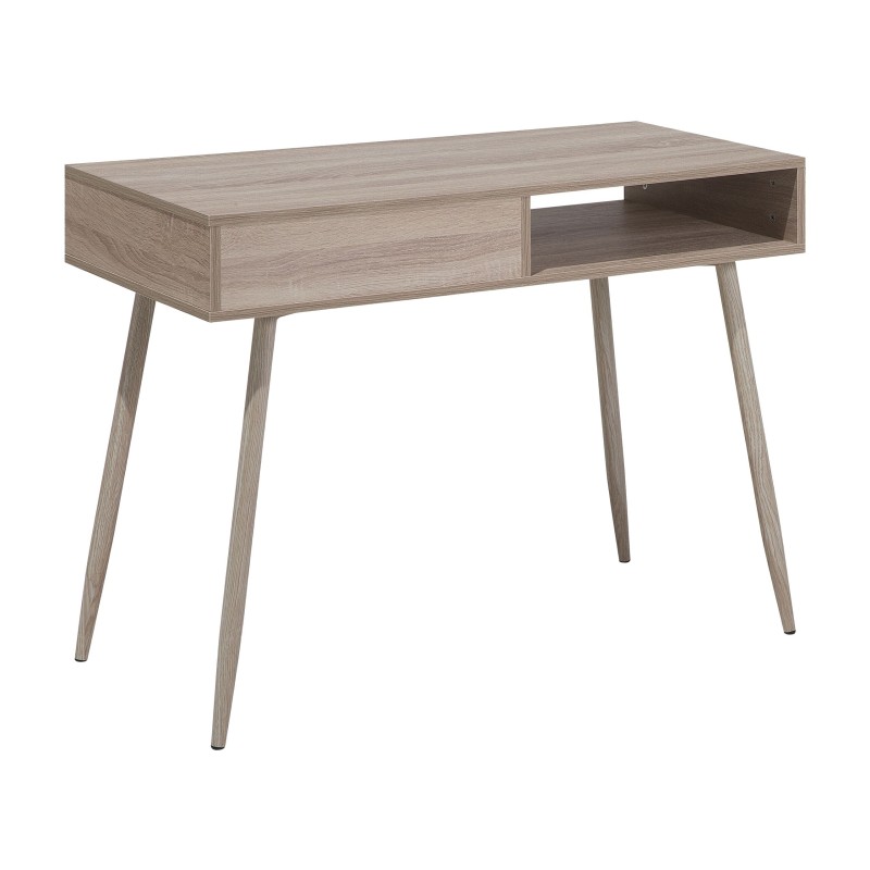 Biurko z szufladą i półką 100 x 48 cm jasne drewno DEORA