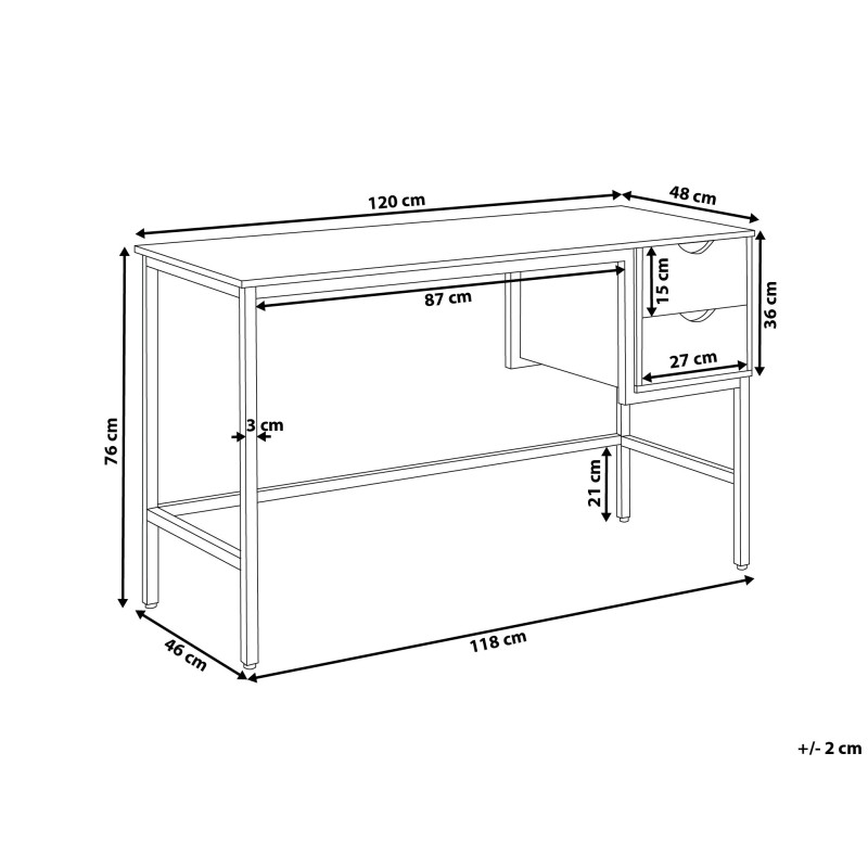 Biurko z szufladami 120 x 48 cm jasne drewno GRANT