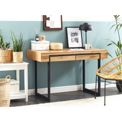 Biurko z szufladami 120 x 55 cm jasne drewno z czarnym VIDA