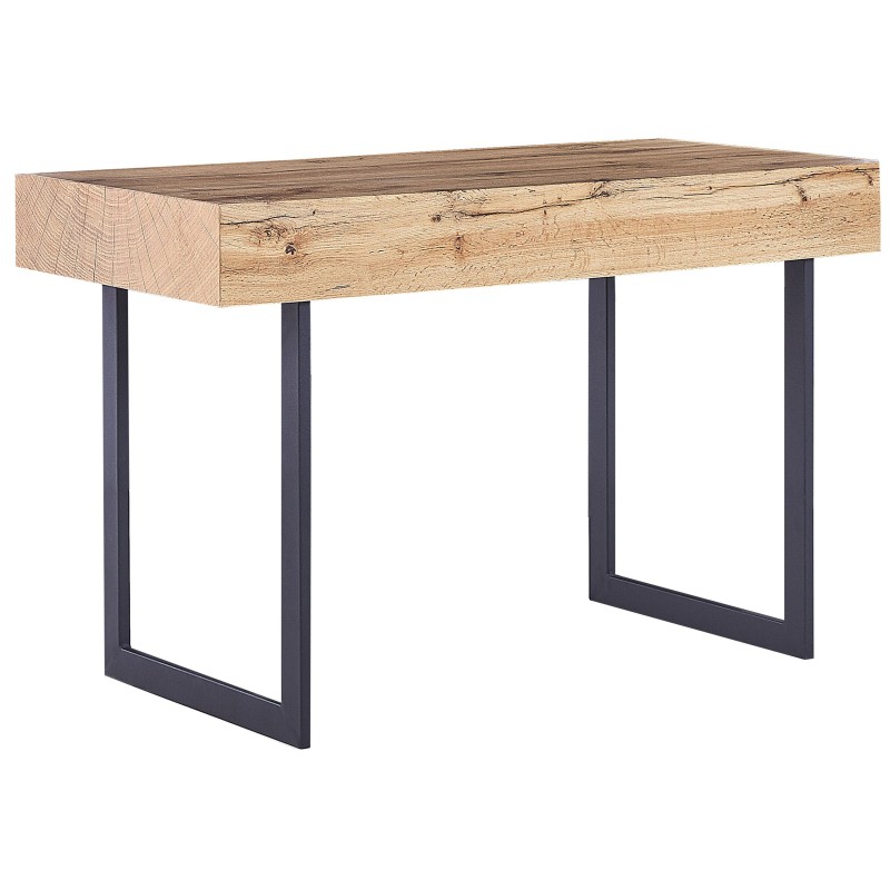 Biurko z szufladami 120 x 55 cm jasne drewno z czarnym VIDA