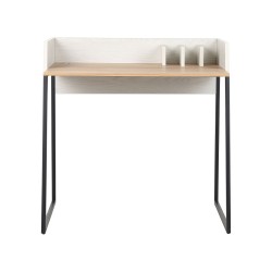 Biurko 90 x 60 cm jasne drewno z białym ANAH