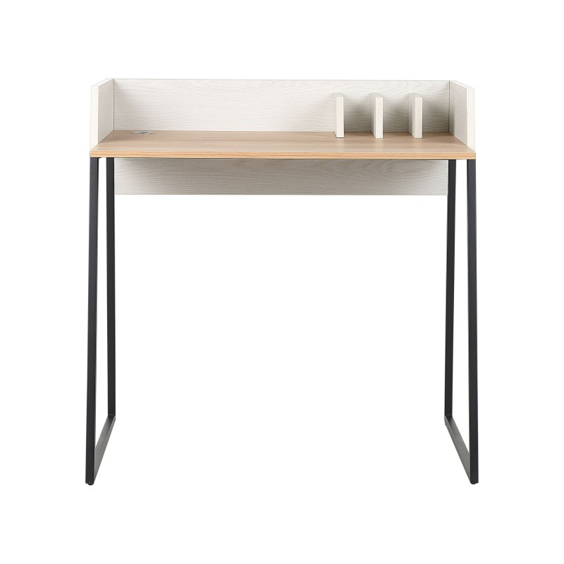 Biurko 90 x 60 cm jasne drewno z białym ANAH