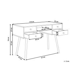 Biurko z szufladami i półką 110 x 55 cm białe LEVIN
