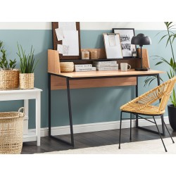 Biurko z półką 120 x 59 cm jasne drewno z czarnym GORUS