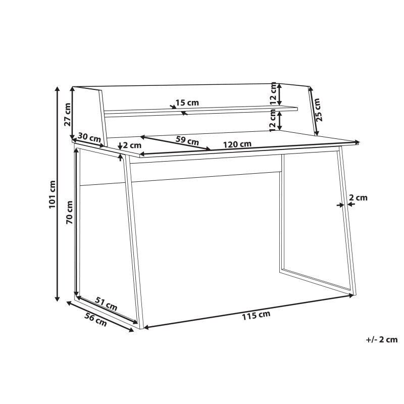 Biurko z półką 120 x 59 cm jasne drewno z czarnym GORUS