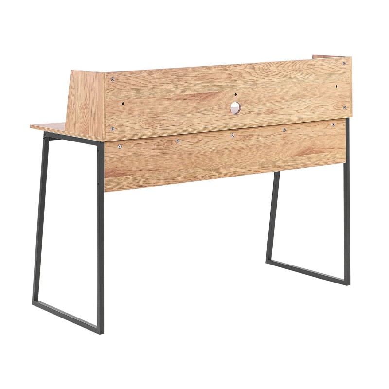 Biurko z półką 120 x 59 cm jasne drewno z czarnym GORUS