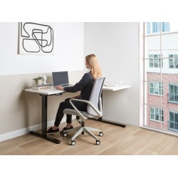 Biurko narożne prawe regulowane elektrycznie 160 x 59 cm czarno-białe DESTINES