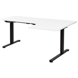 Biurko narożne prawe regulowane elektrycznie 160 x 59 cm czarno-białe DESTINES