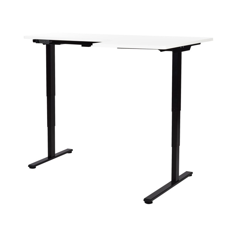 Biurko narożne prawe regulowane elektrycznie 160 x 59 cm czarno-białe DESTINES