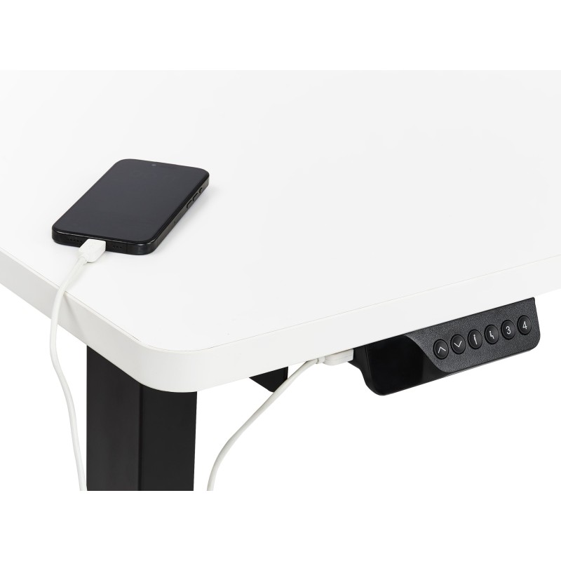 Biurko narożne prawe regulowane elektrycznie 160 x 59 cm czarno-białe DESTINES