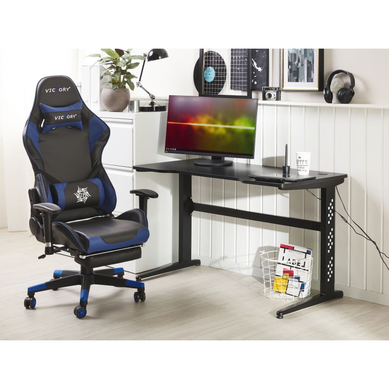 Biurko gamingowe RGB LED 120 x 60 cm czarne DEXTER