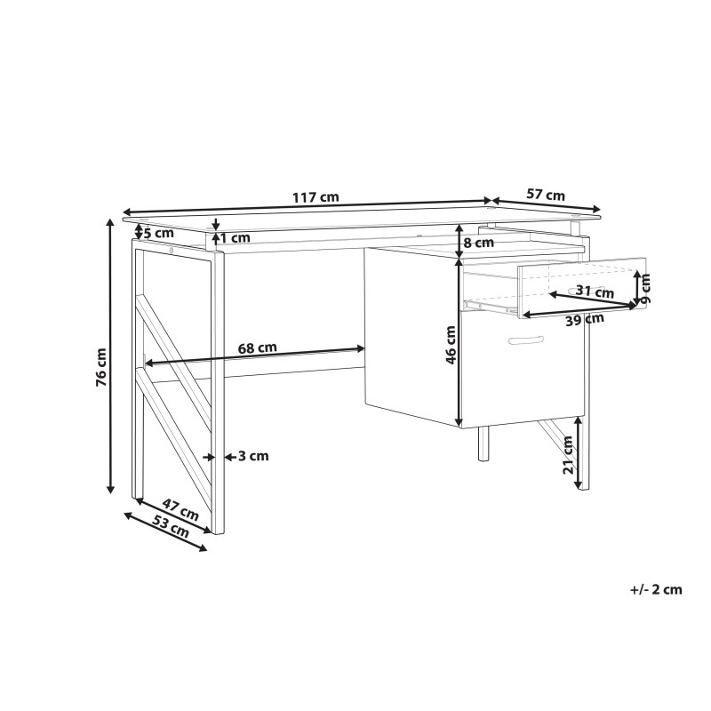 Biurko z szufladami 117 x 57 cm czarne MORITON