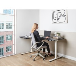 Biurko narożne lewe regulowane elektrycznie 160 x 59 cm biało-czarne DESTINES