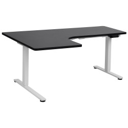 Biurko narożne lewe regulowane elektrycznie 160 x 59 cm biało-czarne DESTINES