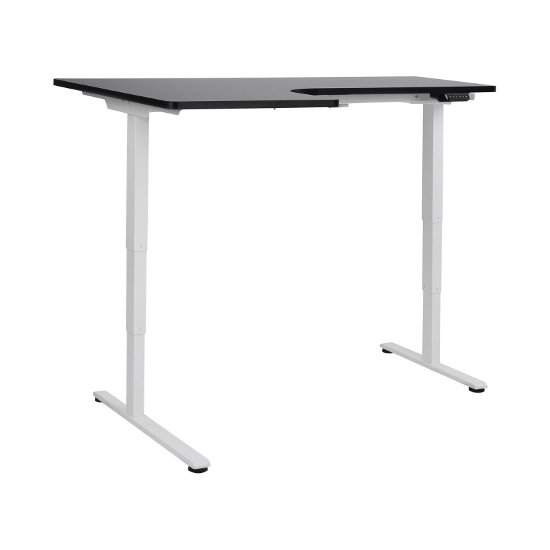 Biurko narożne lewe regulowane elektrycznie 160 x 59 cm biało-czarne DESTINES